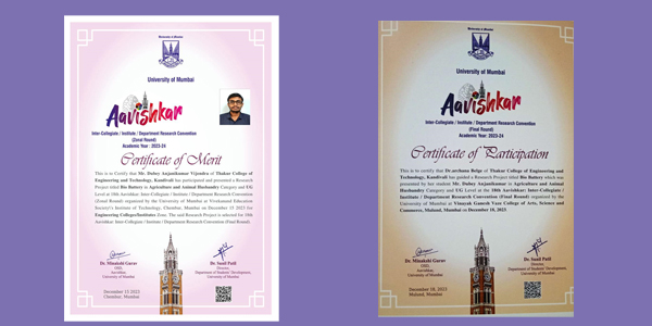 Certificate of Merit & Certificate of Participation - TCET 